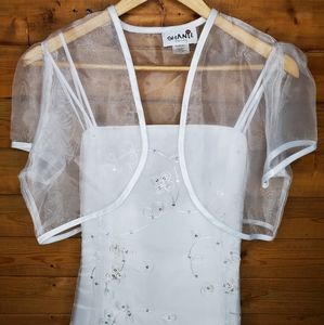 ❤️ White dress embroidered  sequins long First Communion Dress Size (20)…